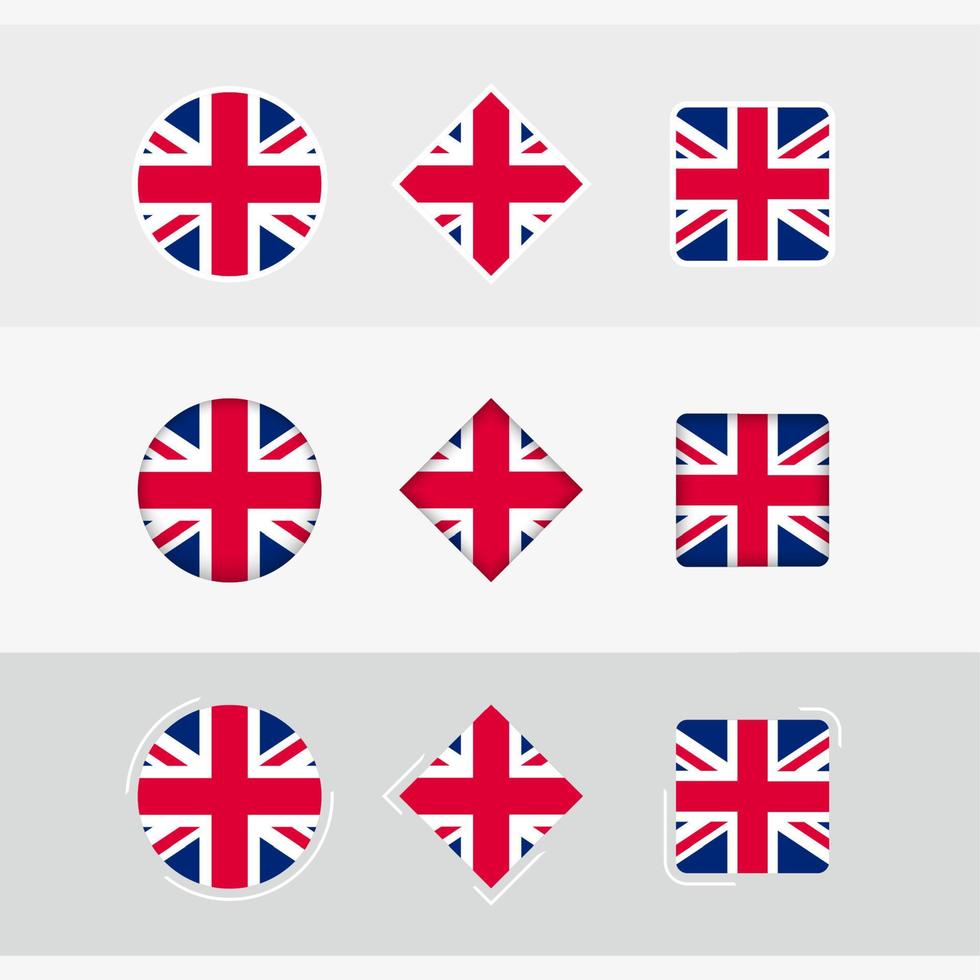 United Kingdom flag icons set, vector flag of United Kingdom.