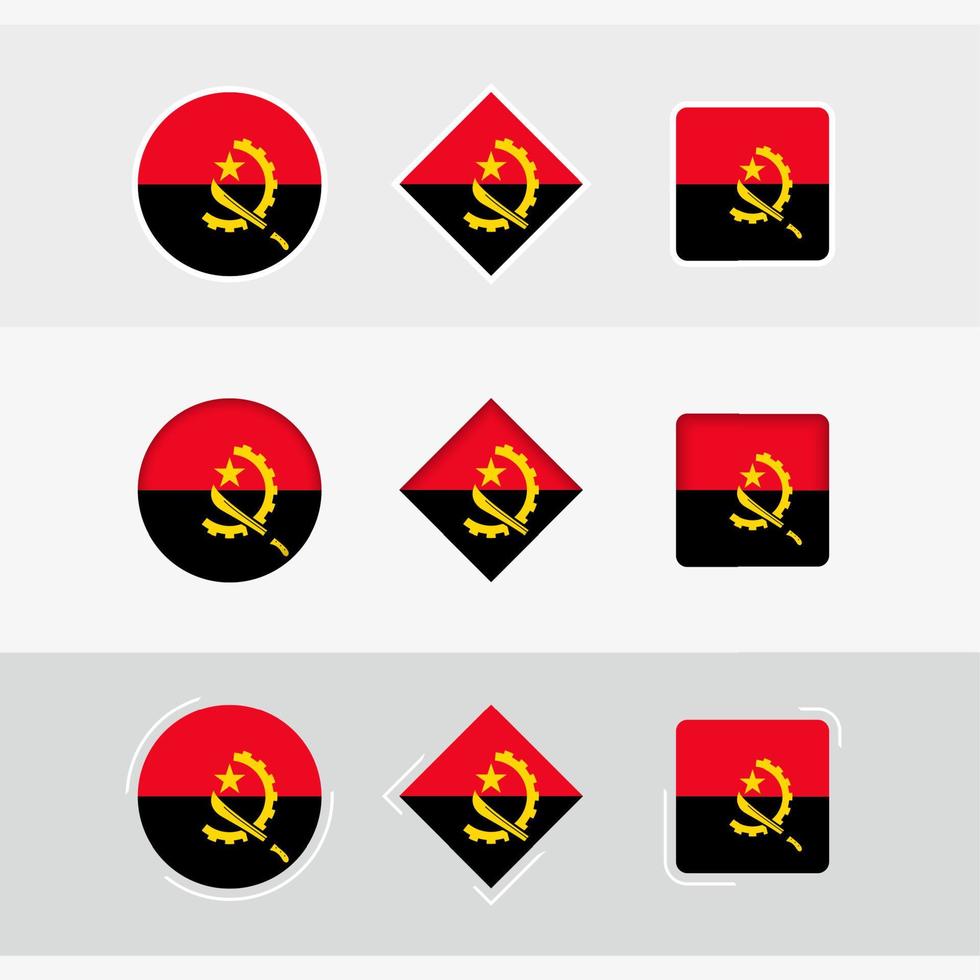 angola bandera íconos colocar, vector bandera de angola