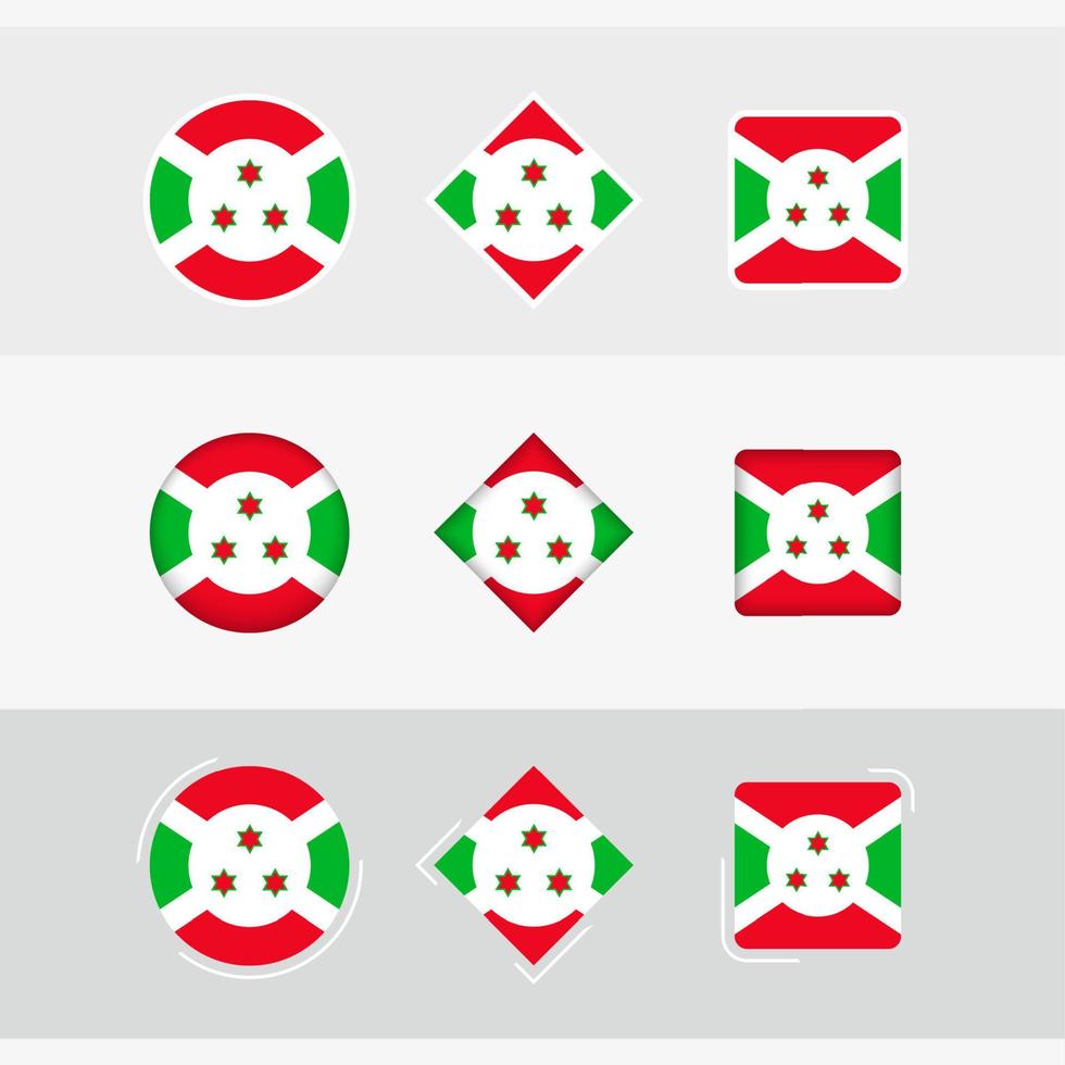 Burundi flag icons set, vector flag of Burundi.