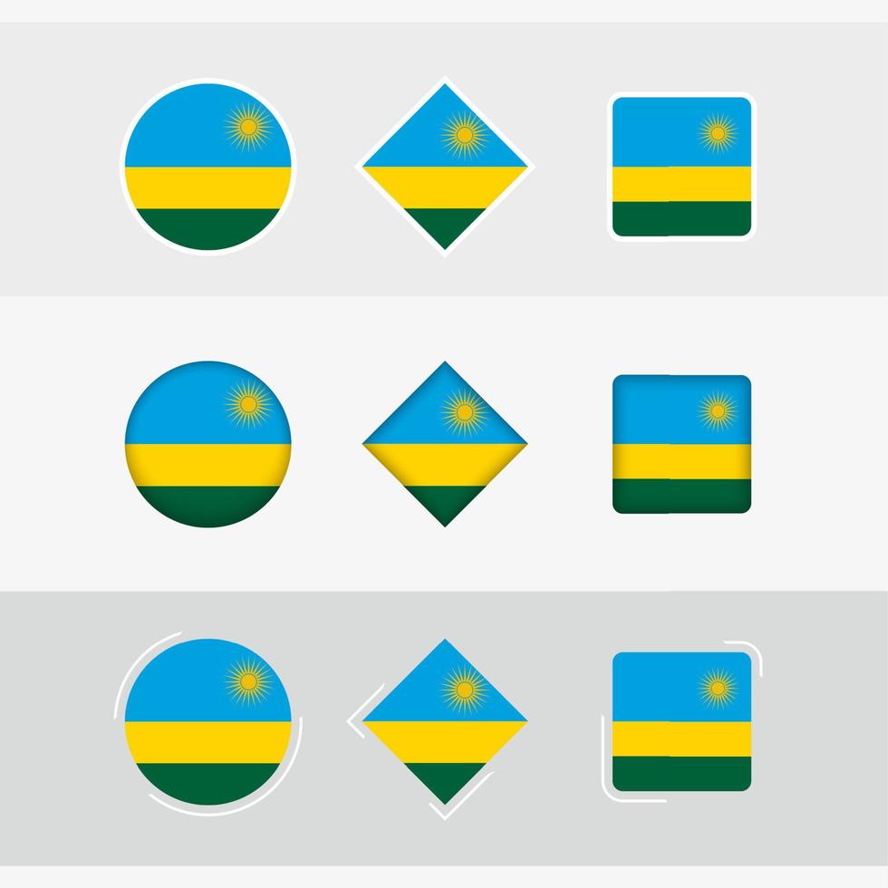 Rwanda flag icons set, vector flag of Rwanda.