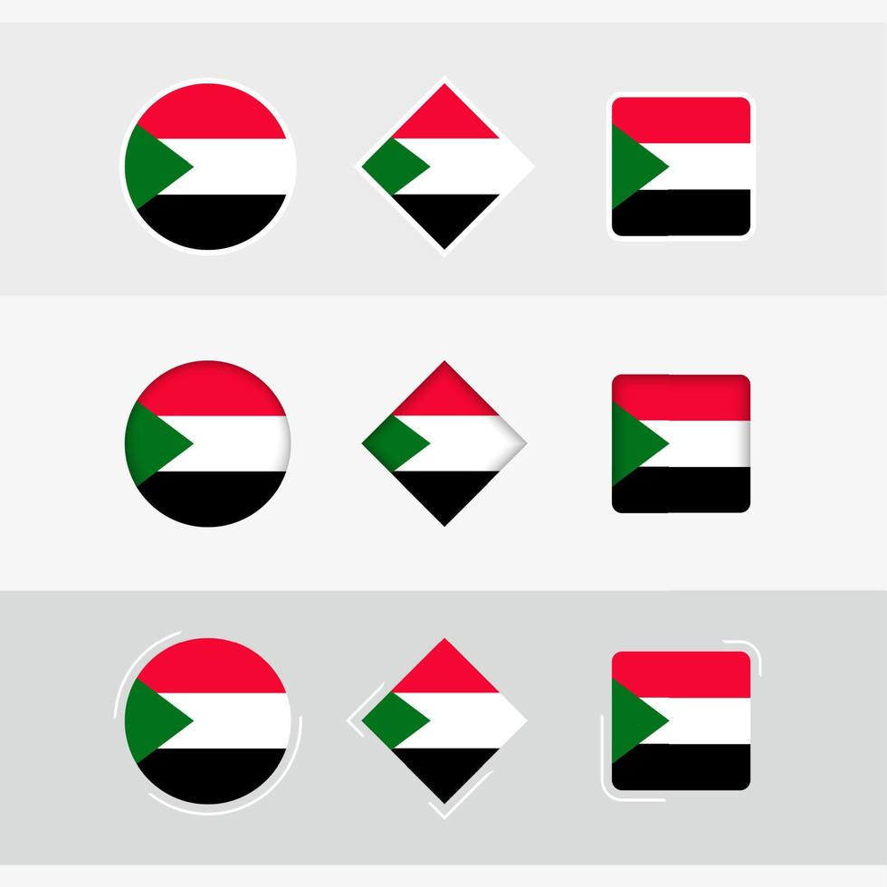 Sudan flag icons set, vector flag of Sudan.