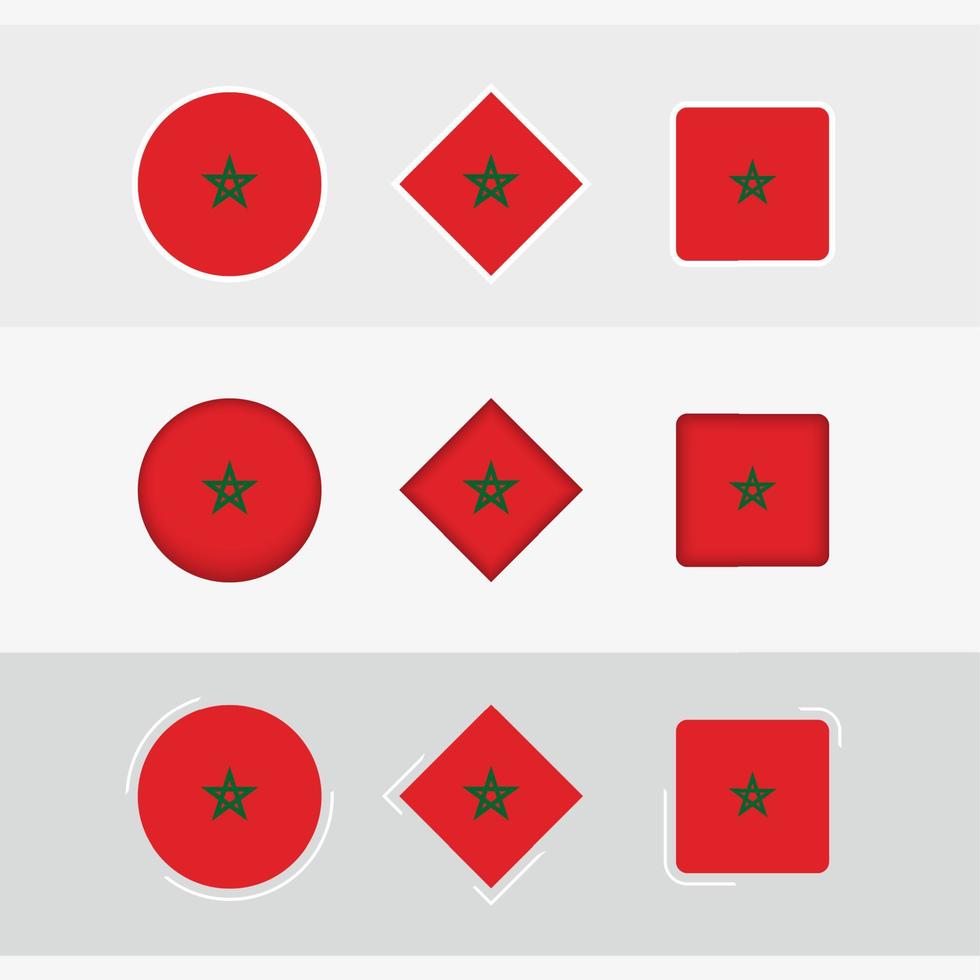 Morocco flag icons set, vector flag of Morocco.