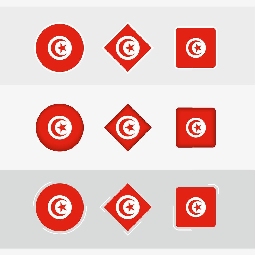 Tunisia flag icons set, vector flag of Tunisia.