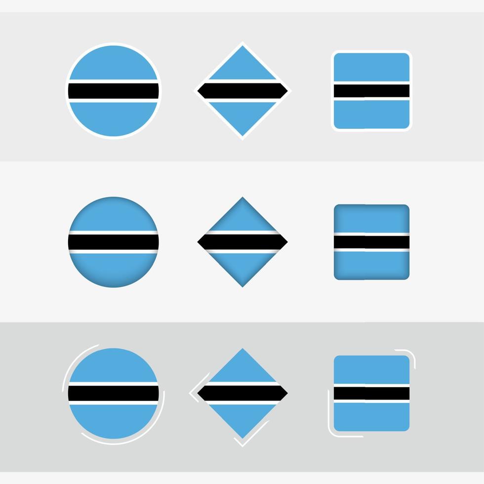 Botswana flag icons set, vector flag of Botswana.