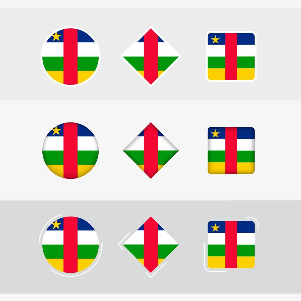 Central African Republic flag icons set, vector flag of Central African Republic.