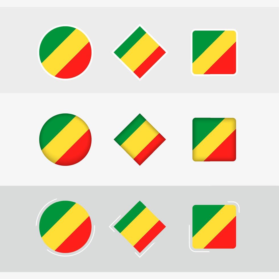 Congo flag icons set, vector flag of Congo.