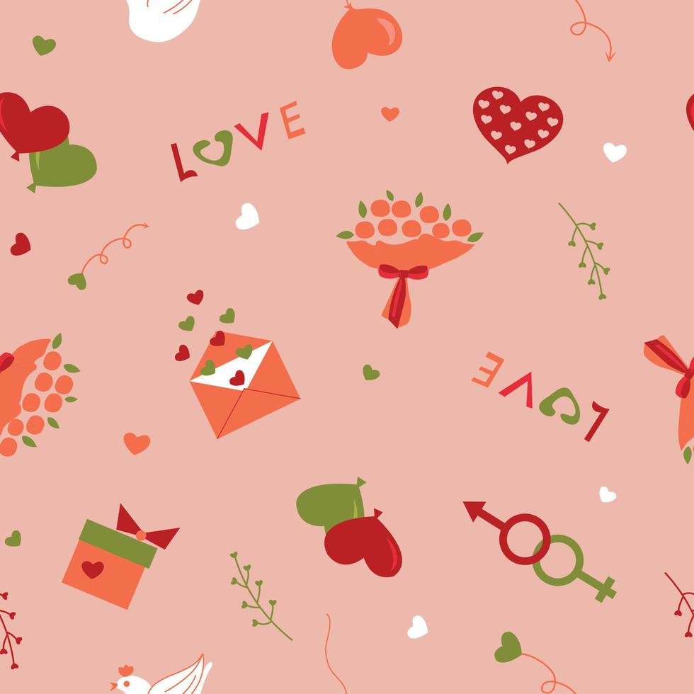Love seamless pattern, for wrapping paper, background, textile, fabrics vector