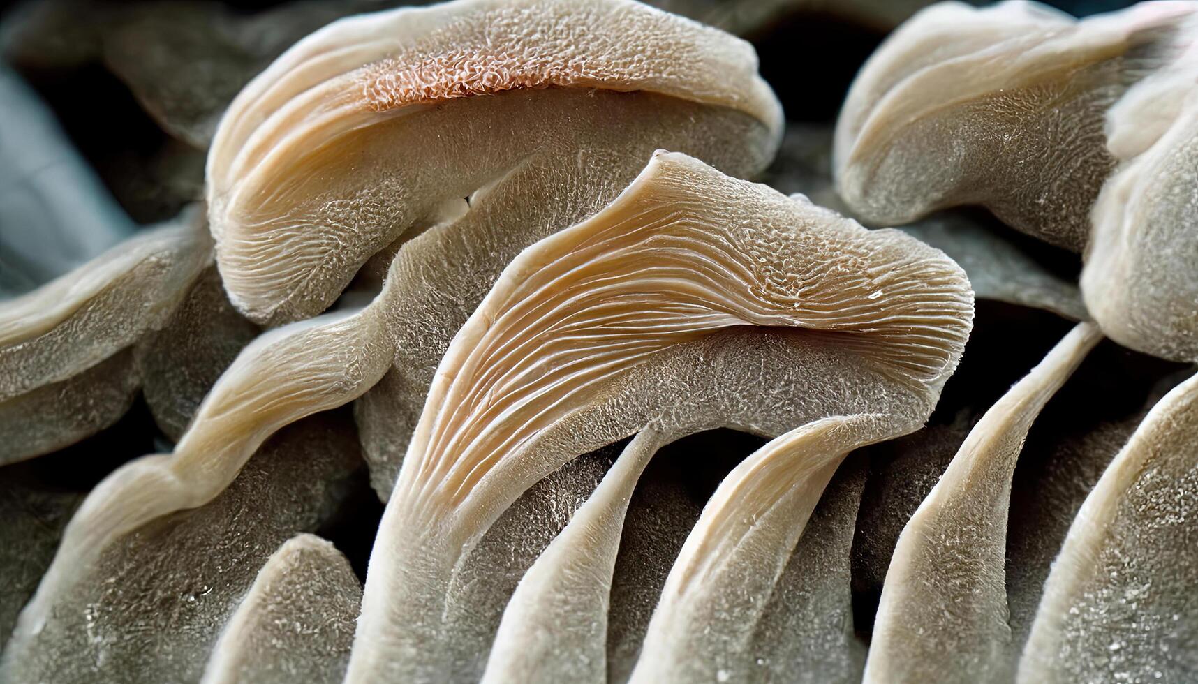 Portobello mushrooms over old wood background. photo