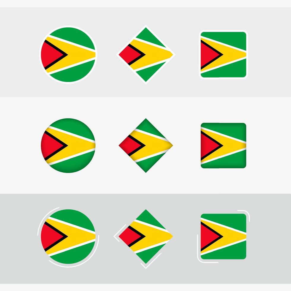 Guyana flag icons set, vector flag of Guyana.