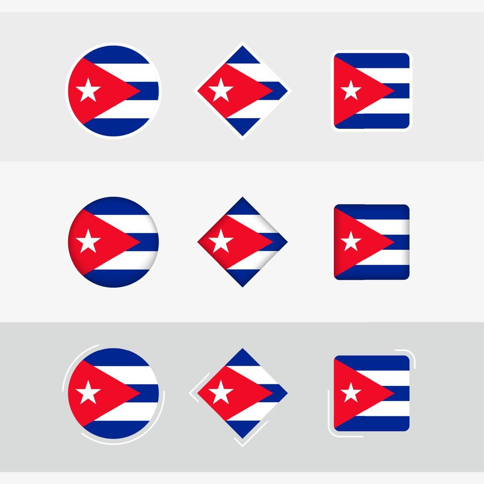 Cuba flag icons set, vector flag of Cuba.