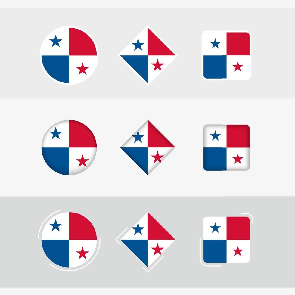 Panama flag icons set, vector flag of Panama.