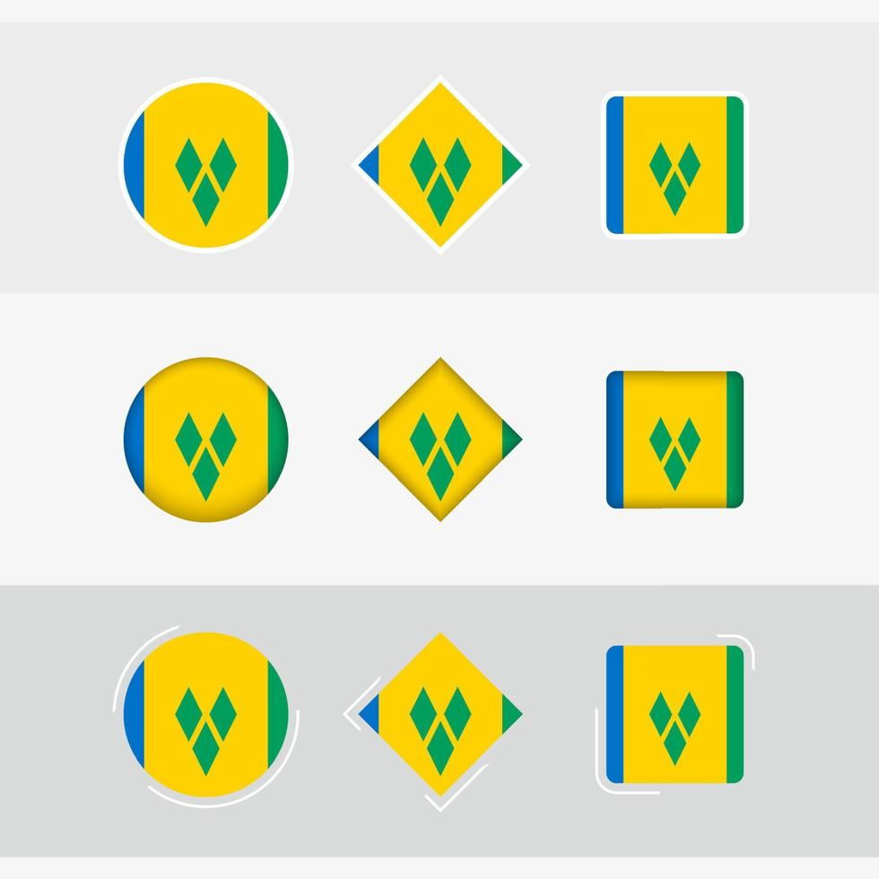 Saint Vincent and the Grenadines flag icons set, vector flag of Saint Vincent and the Grenadines.