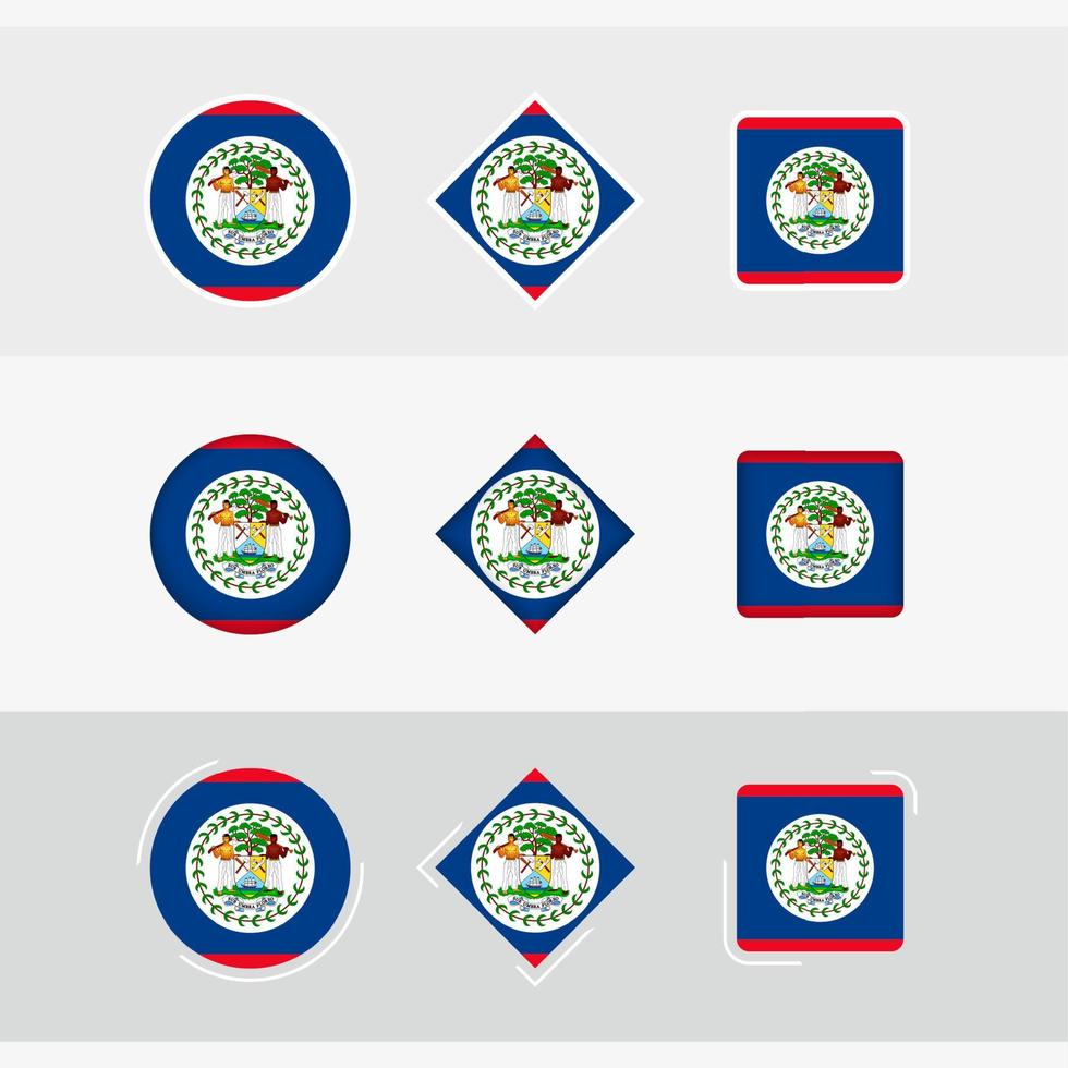 Belize flag icons set, vector flag of Belize.