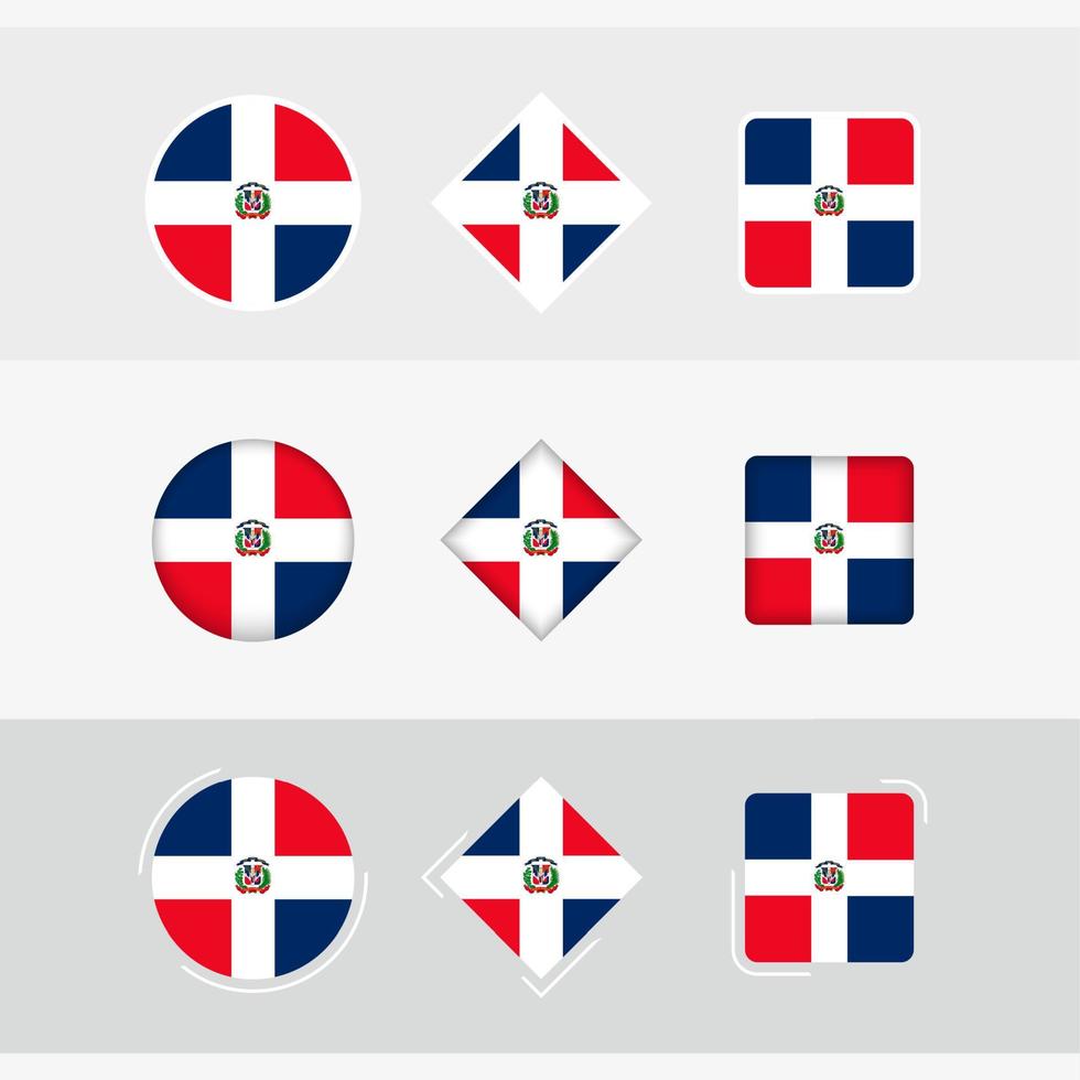 Dominican Republic flag icons set, vector flag of Dominican Republic.