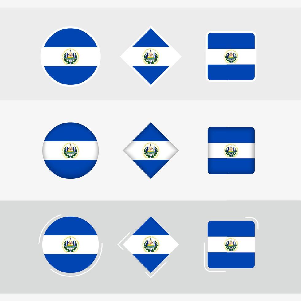 El Salvador flag icons set, vector flag of El Salvador.