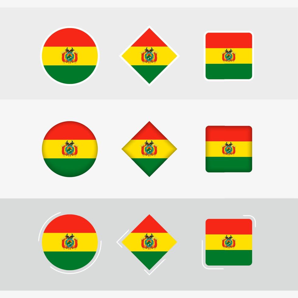 Bolivia flag icons set, vector flag of Bolivia.