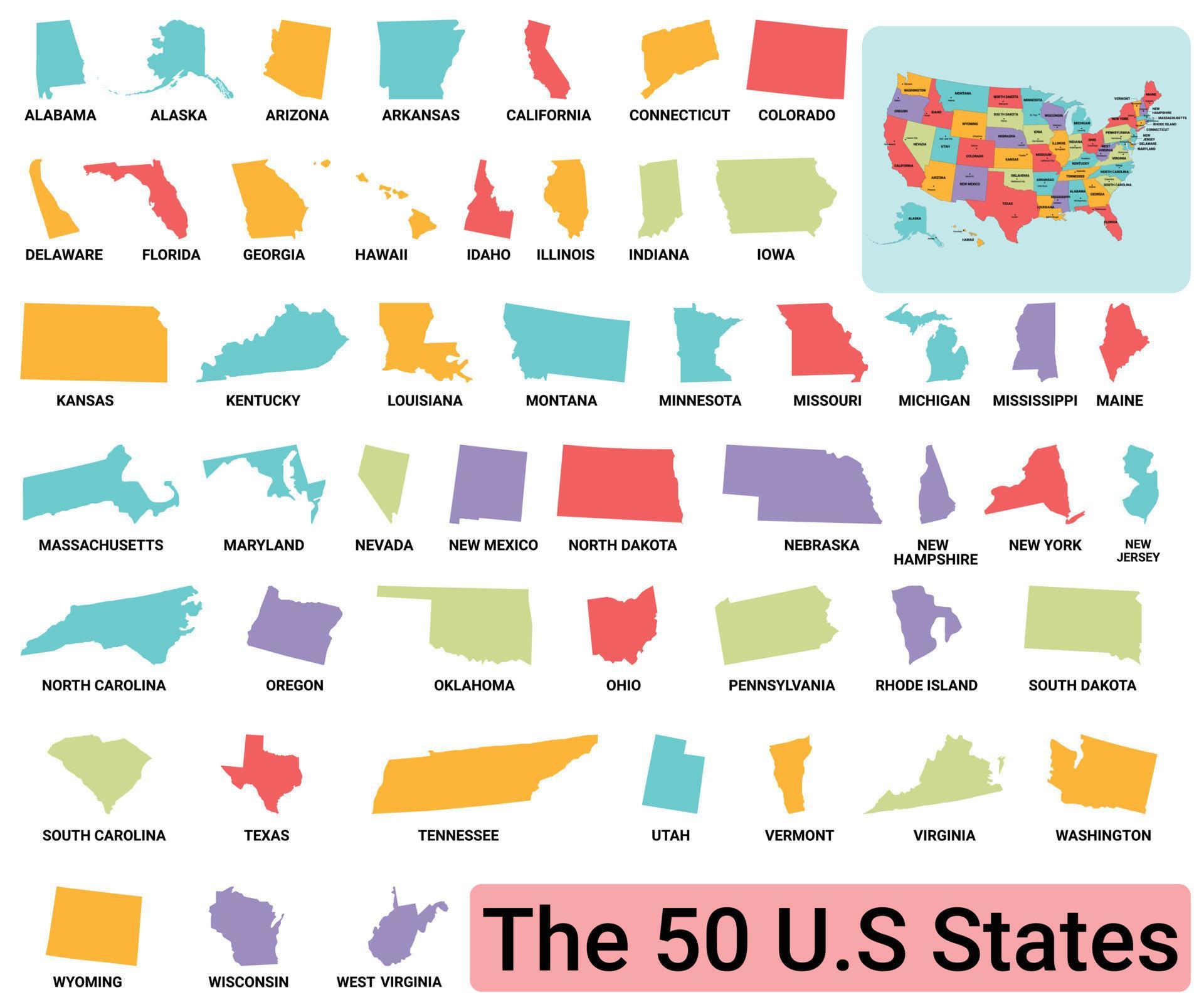 Usa map divided state 22969168 vector art at vecteezy