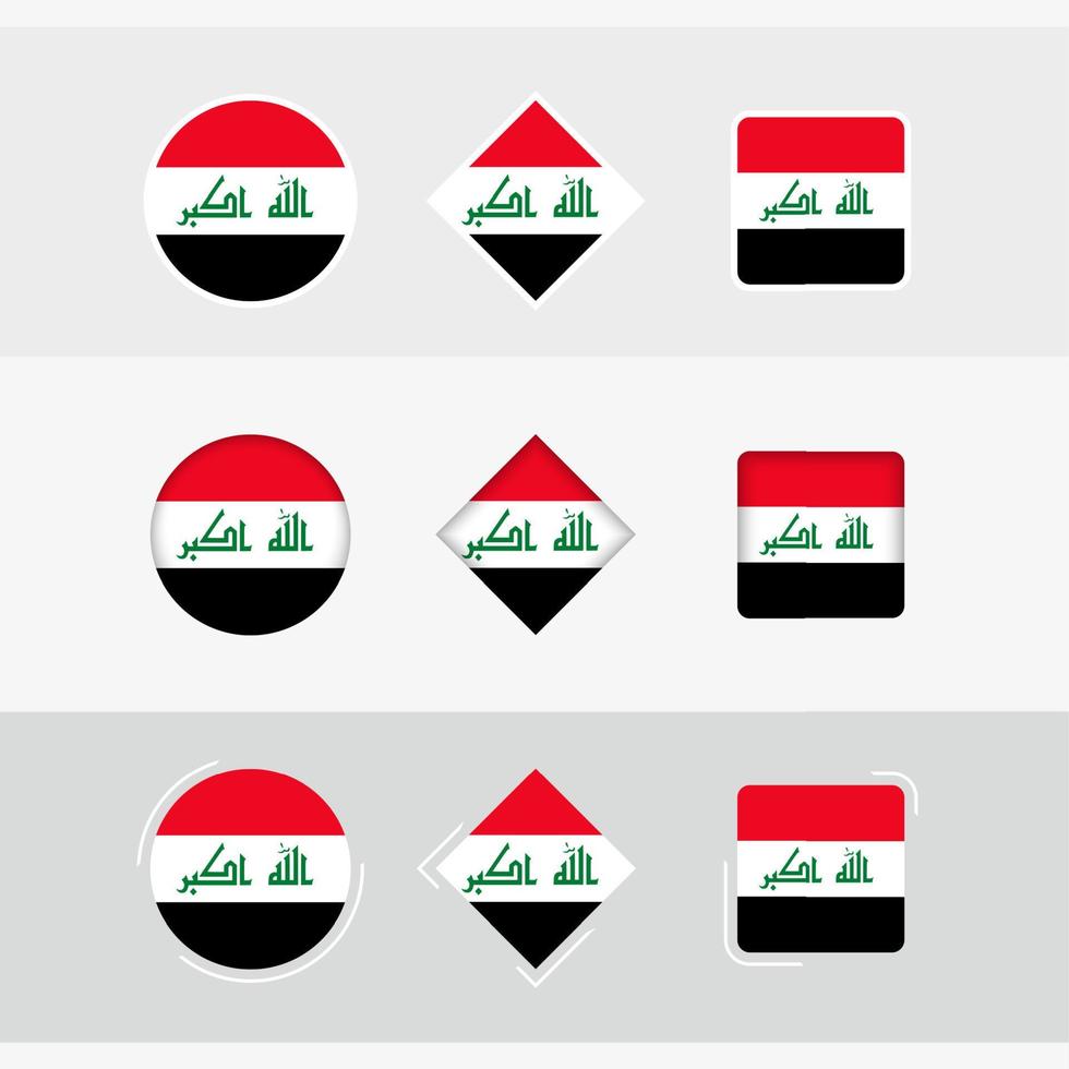 Irak bandera íconos colocar, vector bandera de Irak.