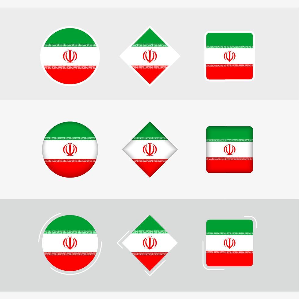 Iran flag icons set, vector flag of Iran.