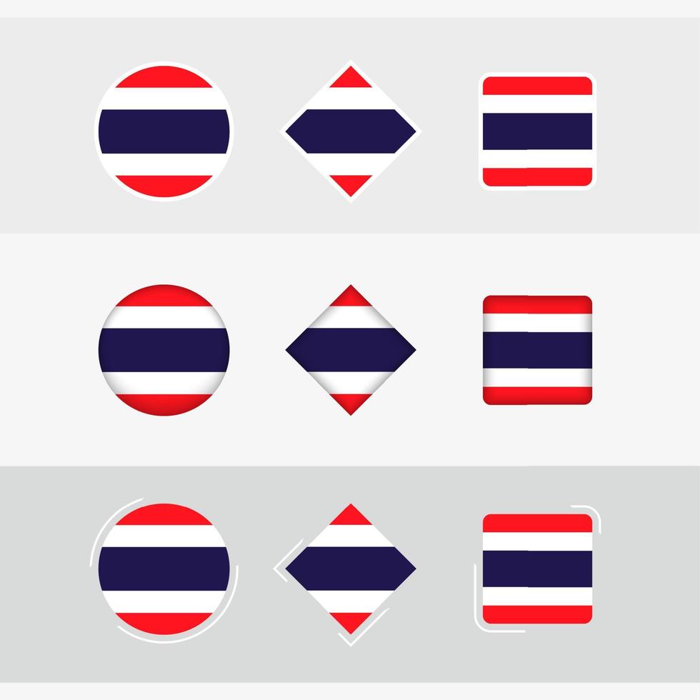 Thailand flag icons set, vector flag of Thailand.