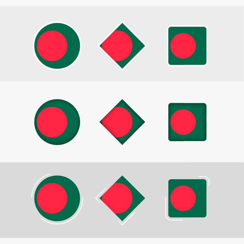 Bangladesh flag icons set, vector flag of Bangladesh.