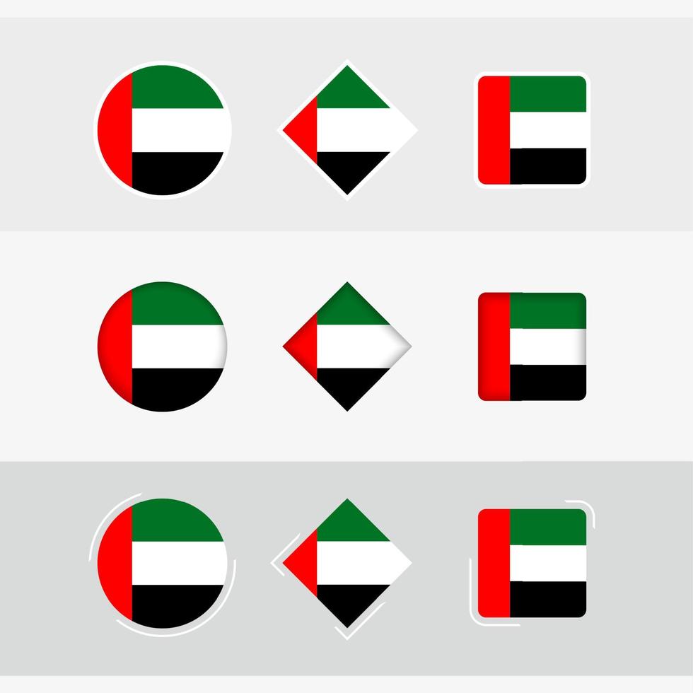 United Arab Emirates flag icons set, vector flag of United Arab Emirates.