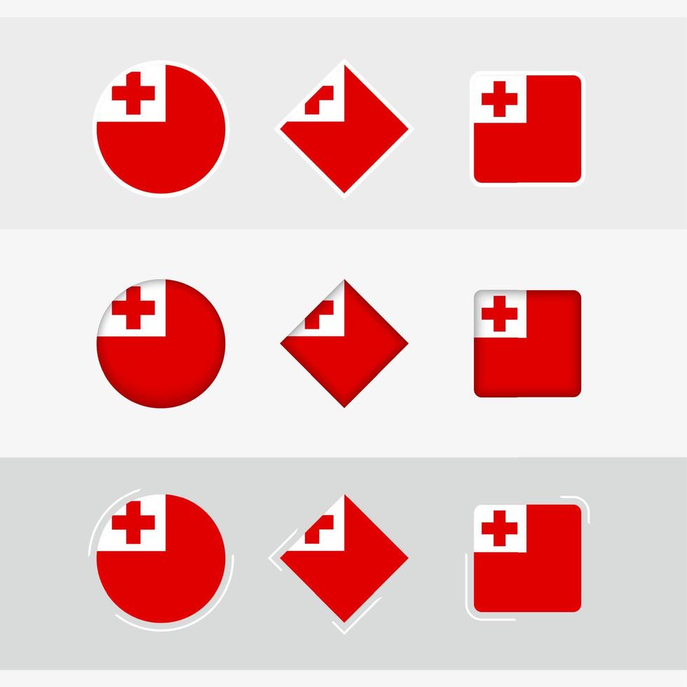 Tonga flag icons set, vector flag of Tonga.