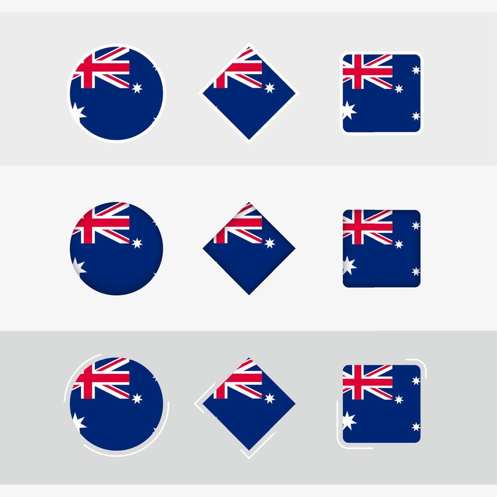Australia bandera íconos colocar, vector bandera de Australia.
