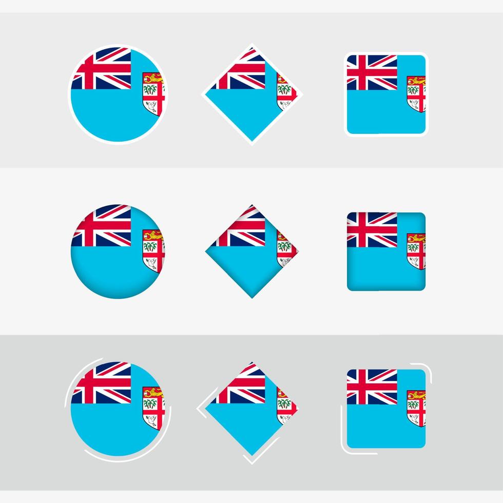 Fiji bandera íconos colocar, vector bandera de fiyi