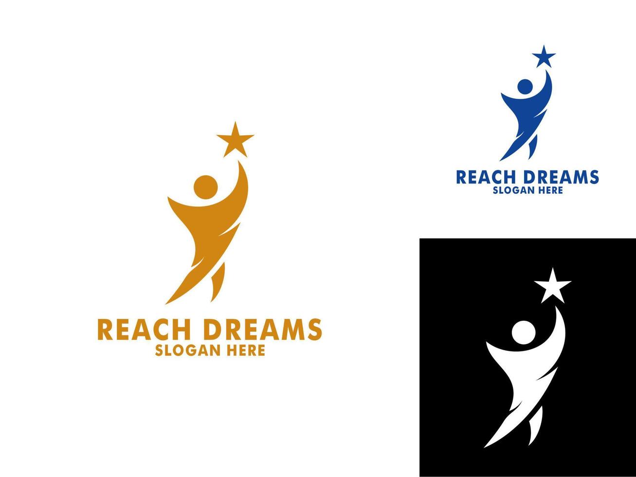 Reaching Dream Logo, Abstract human Reach dreams, success, goal creative symbol idea logo concept. vector