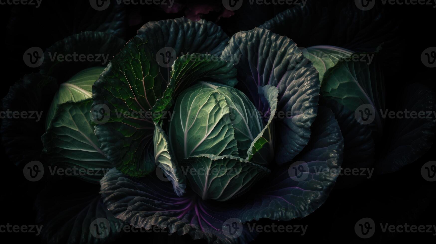 Cabbage seamless background visible drops of water dark image photo