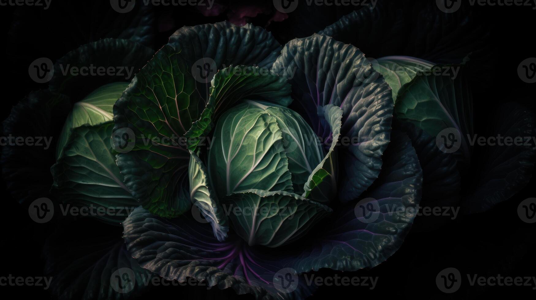 Cabbage seamless background visible drops of water dark image photo