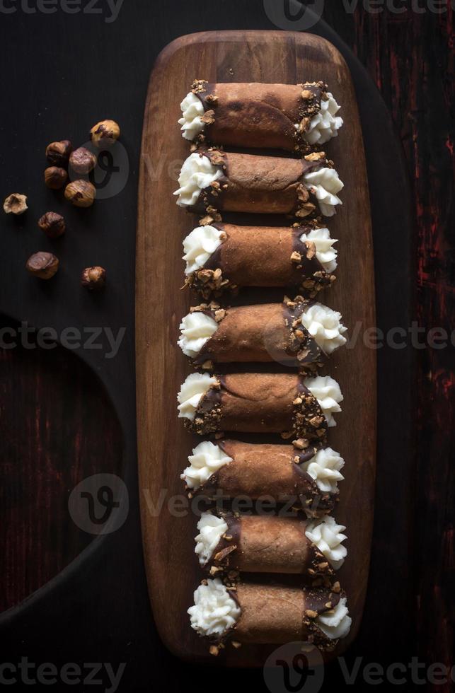 Sweet homemade cannoli photo