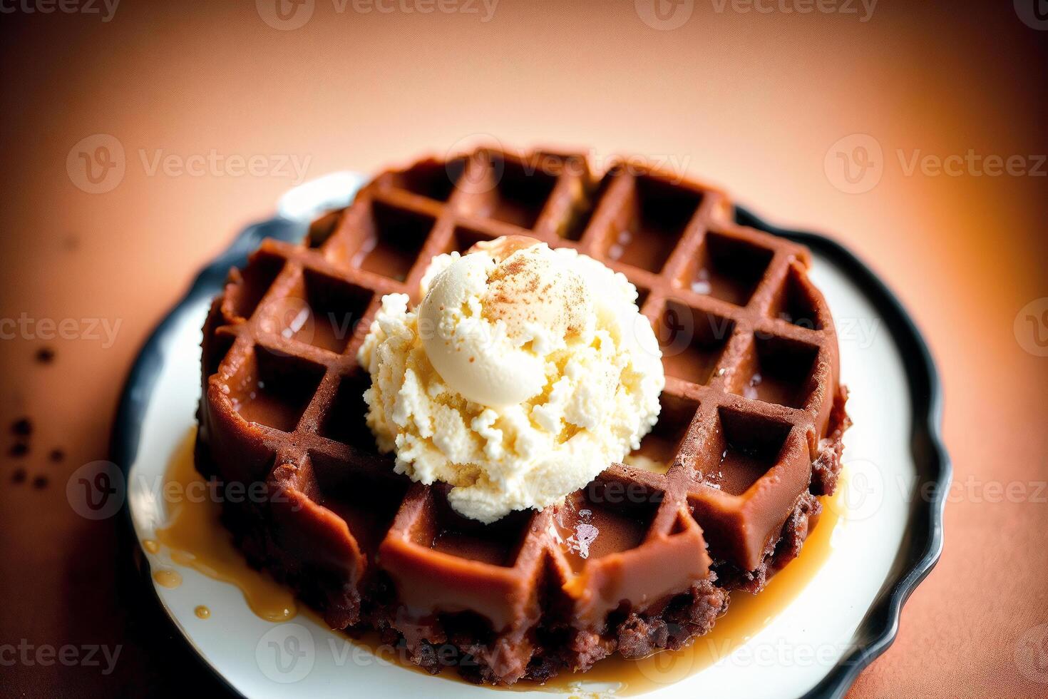 delicious ice cream in a cup, close-up, on the table. sweet food. photo