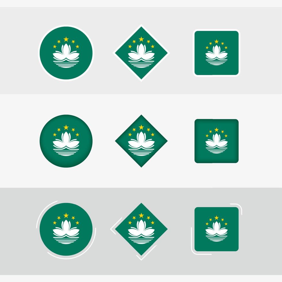 Macau flag icons set, vector flag of Macau.