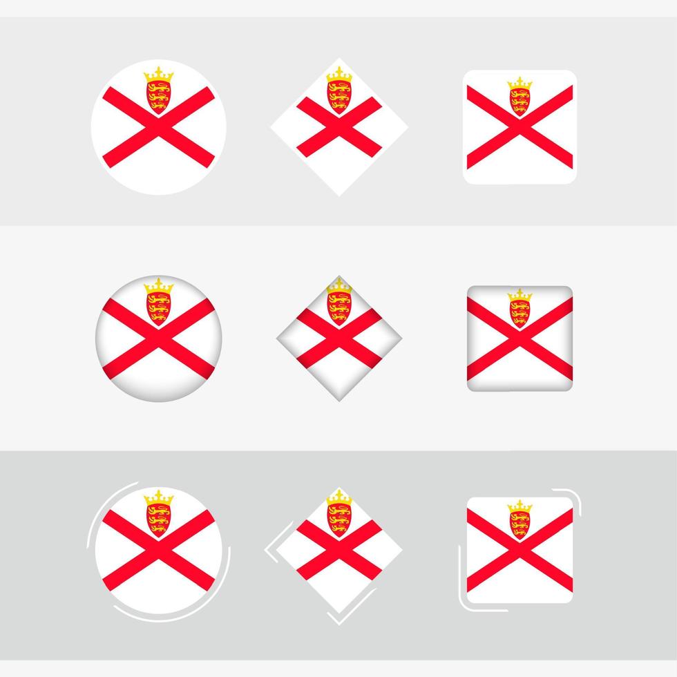 Jersey flag icons set, vector flag of Jersey.