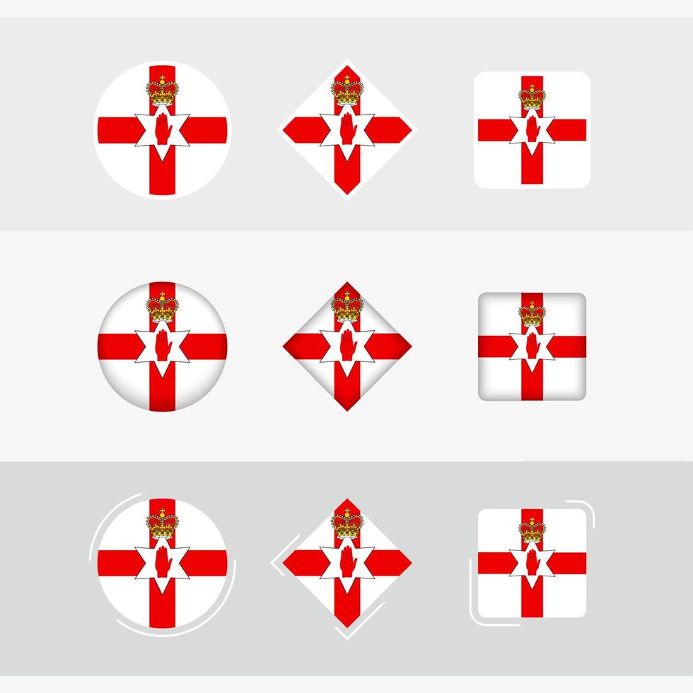 Northern Ireland flag icons set, vector flag of Northern Ireland.