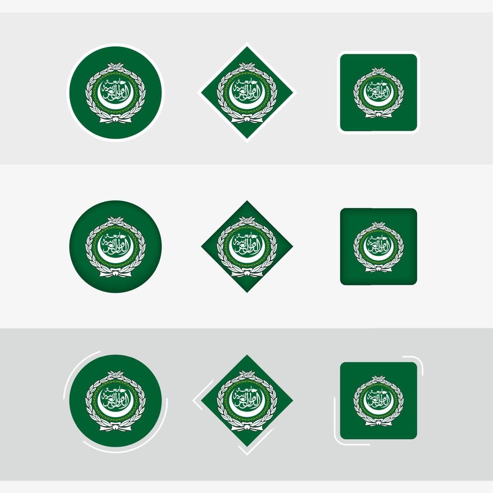 Arab League flag icons set, vector flag of Arab League.