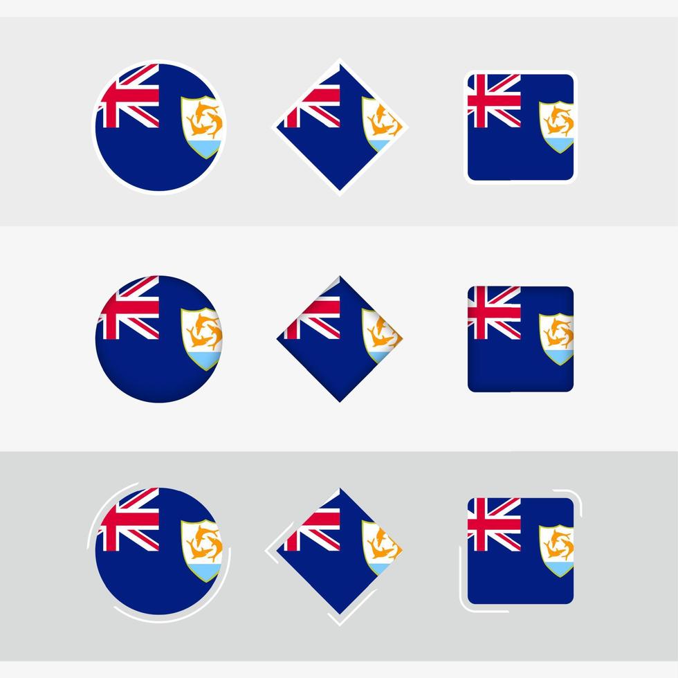 Anguilla flag icons set, vector flag of Anguilla.