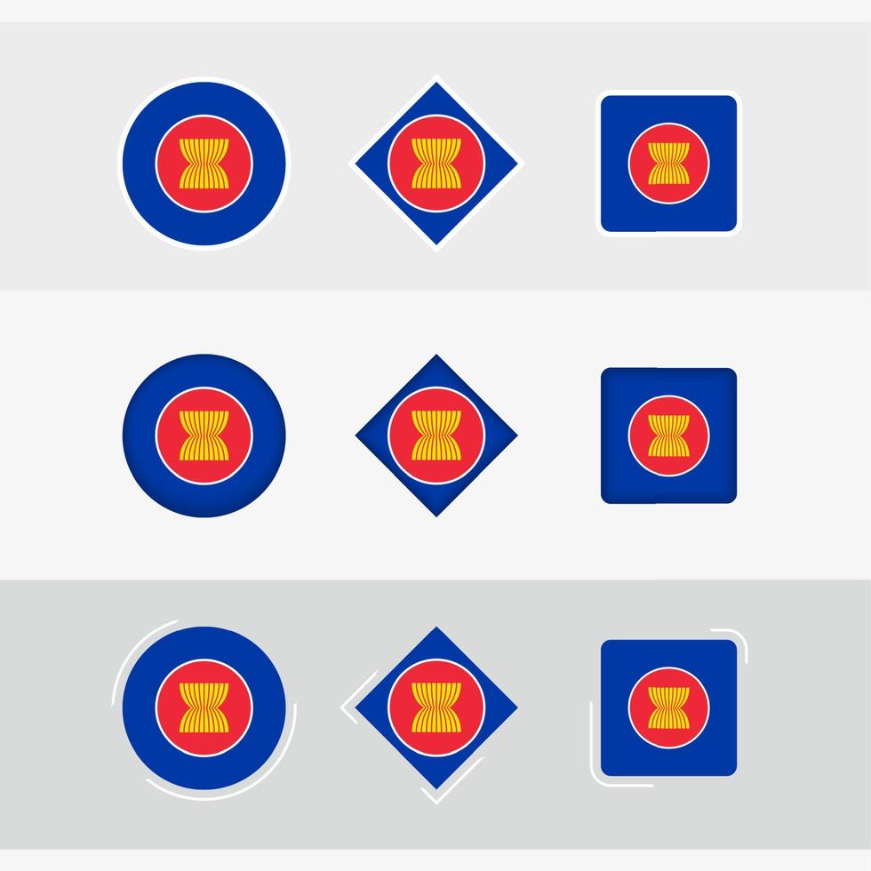 ASEAN flag icons set, vector flag of ASEAN.