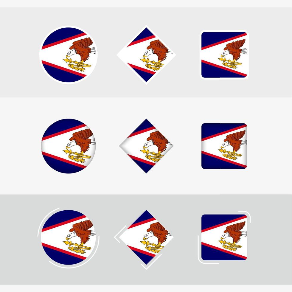 americano Samoa bandera íconos colocar, vector bandera de americano samoa