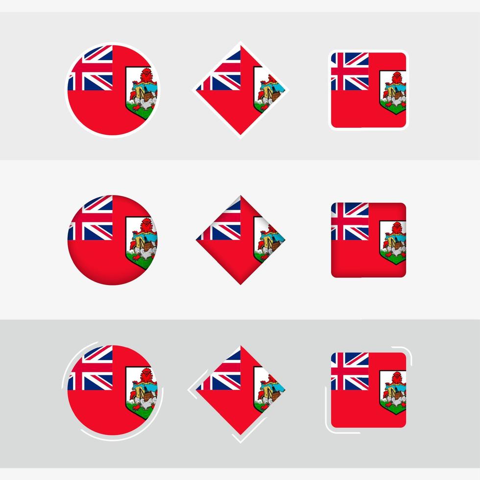 Bermuda flag icons set, vector flag of Bermuda.