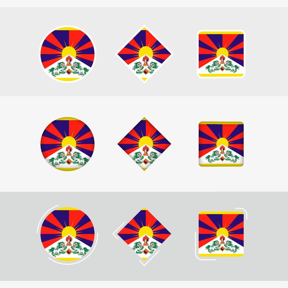 Tibet flag icons set, vector flag of Tibet.