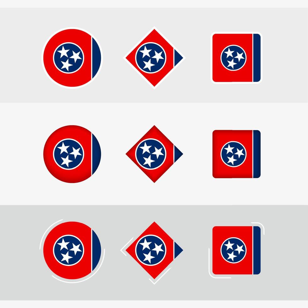 Tennessee flag icons set, vector flag of Tennessee.