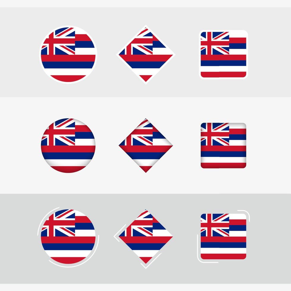 Hawaii flag icons set, vector flag of Hawaii.