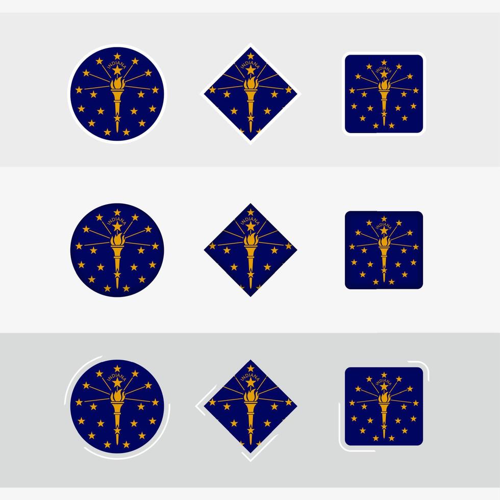 Indiana flag icons set, vector flag of Indiana.