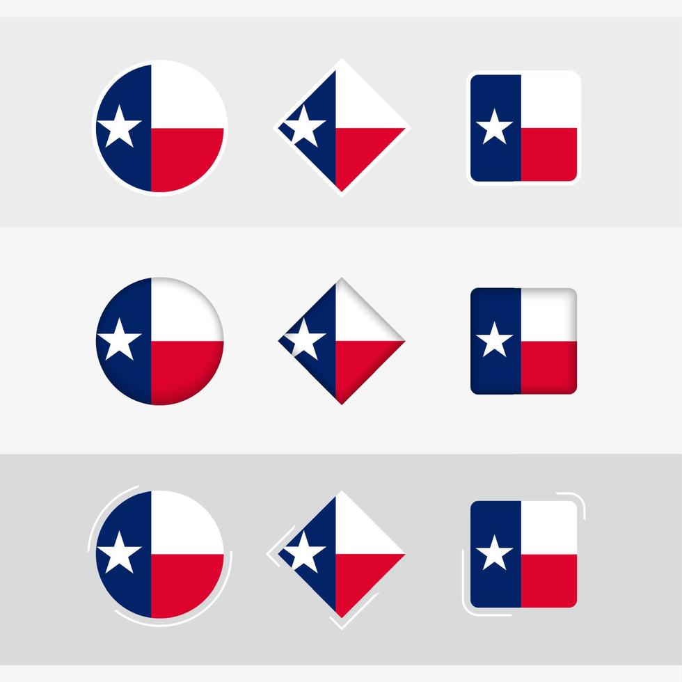 Texas bandera íconos colocar, vector bandera de Texas.