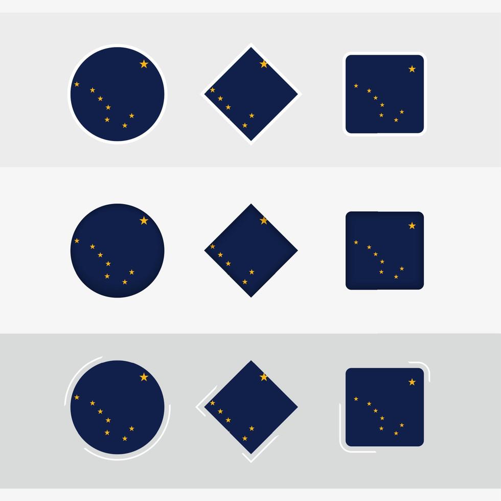 Alaska flag icons set, vector flag of Alaska.
