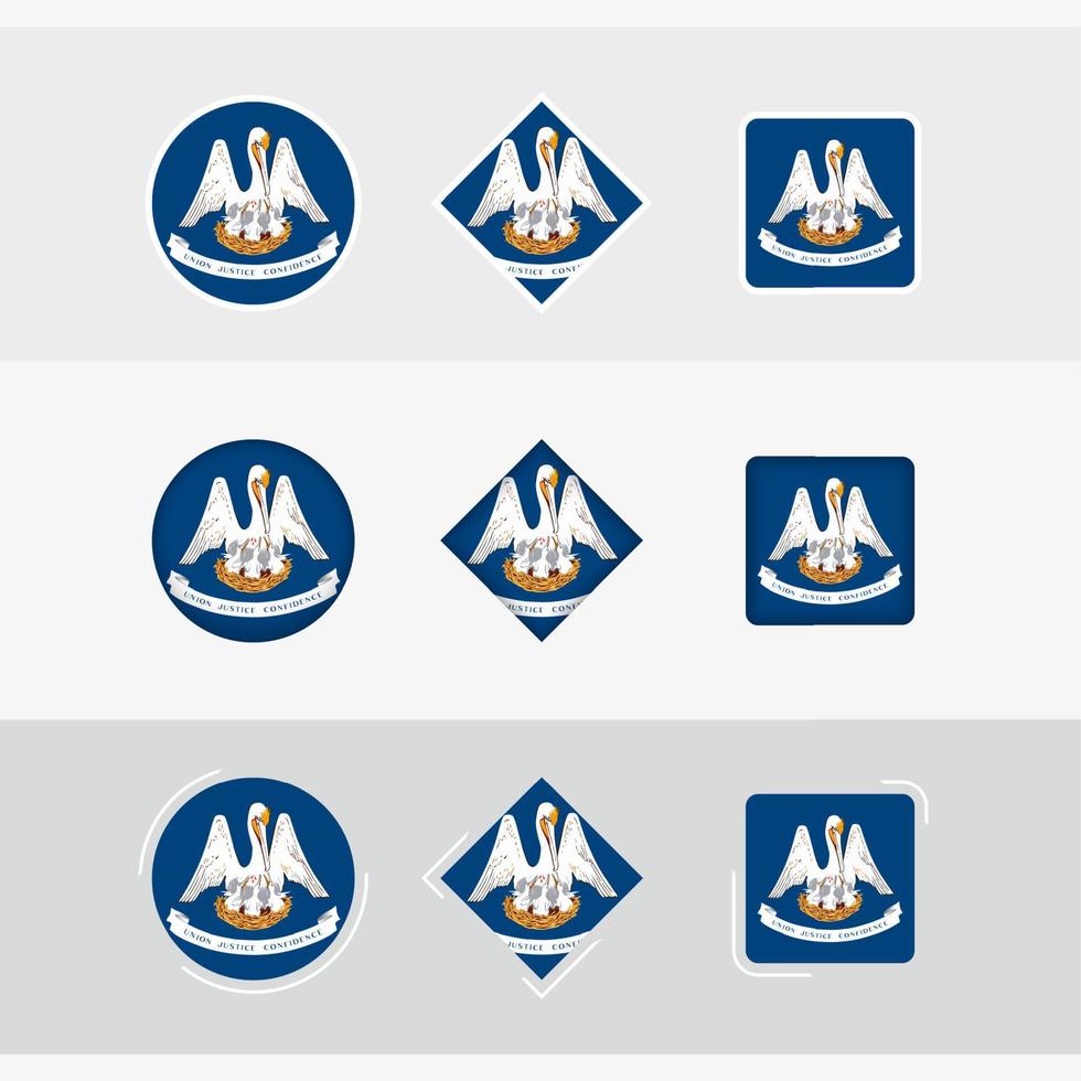 Louisiana flag icons set, vector flag of Louisiana.