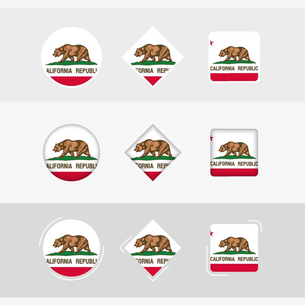 California bandera íconos colocar, vector bandera de California.